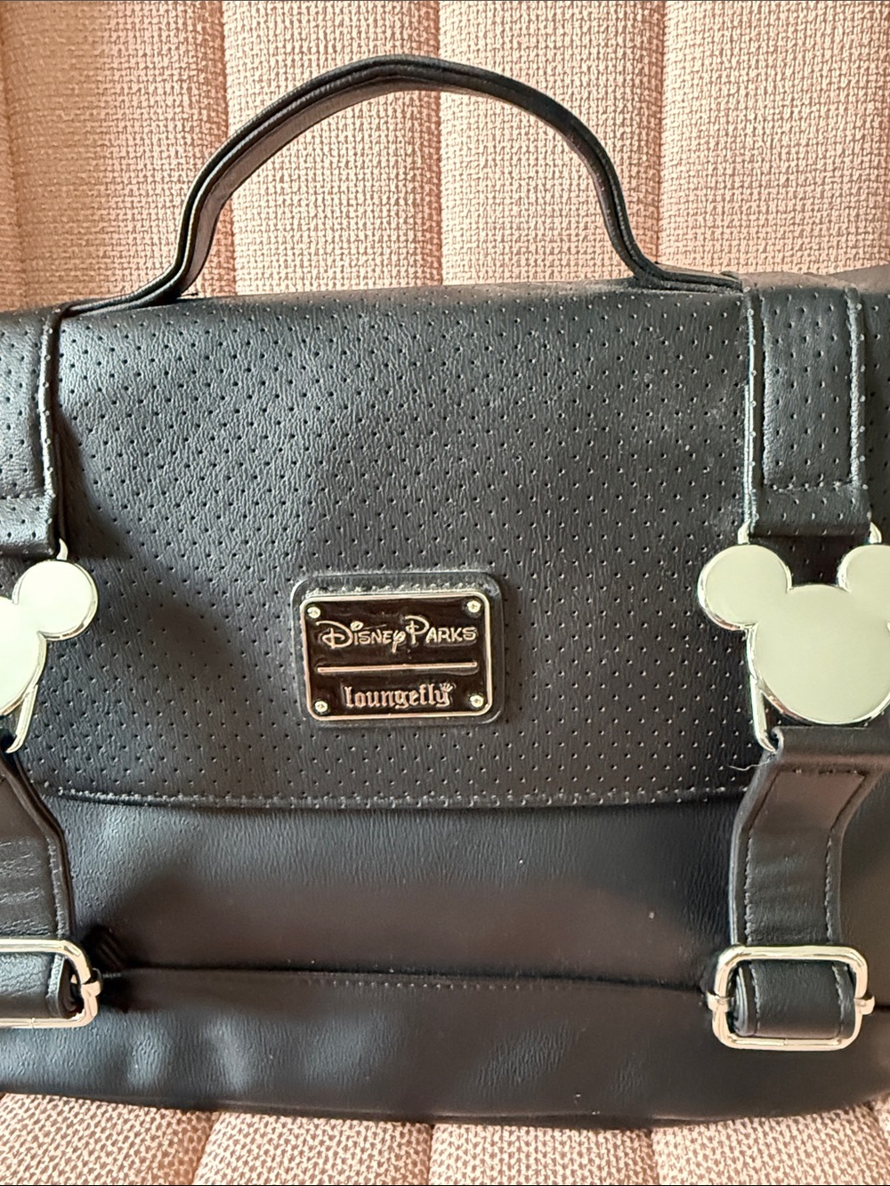 Loungefly Black Mickey Mouse Accent Crossbody Messenger Bag - Picture 3 of 8